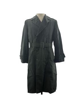 Vintage 70s Military Green Trench Coat Removable Liner 34L USA